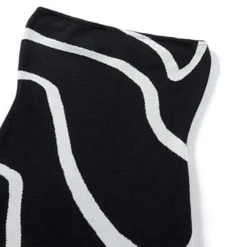 Argeousgor Y2k Knit Mini Short Dress for Women Hollow Out Sleeveless Off Shoulder Backless Summer Bodycon Dress(02-Black,S)