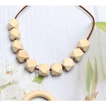 Geometric Wooden Beads - 50pcs for DIY Crafts