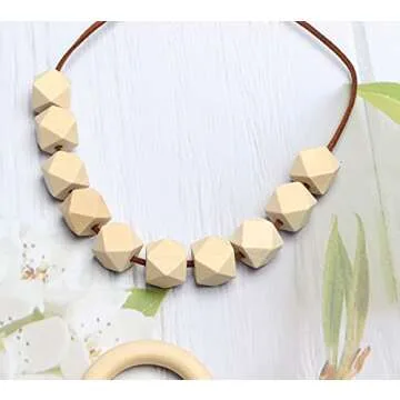 Geometric Wooden Beads - 50pcs for DIY Crafts