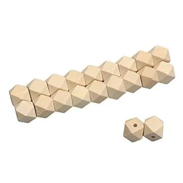 Geometric Wooden Beads - 50pcs for DIY Crafts
