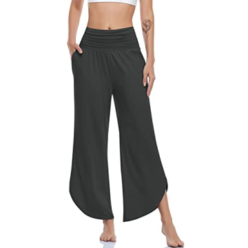 UEU Women's Wide Leg Yoga Pants - High Waisted Comfy Lounge Joggers