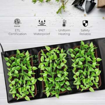 BN-LINK Seedling Heat Mat Heating Pad 10" x 20.75" with Digital Thermostat Controller Combo Set Waterproof for Indoor Seed Starting and Plant Germination