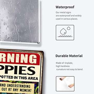 Hippie Metal Tin Sign Warning Signs Welcome Decorative Sign & Plaques Funny Hippie Use Side Door Sig...