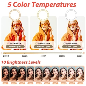 Aureday 10'' Selfie Ring Light with Adjustable Tripod