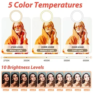 Aureday 10'' Selfie Ring Light with Adjustable Tripod