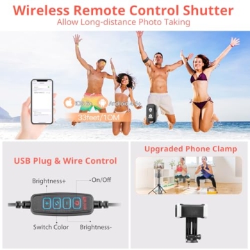 Aureday 10'' Selfie Ring Light with Adjustable Tripod