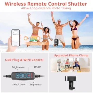 Aureday 10'' Selfie Ring Light with Adjustable Tripod