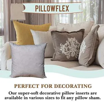 Pillowflex 95% Duck Feather by 5% Down Pillow Form Insert Stuffers - Feather Pillows for Sleeping Soft & Comfy, 100% Cotton Shell, Premium Quality Rectangular Duck Feather Pillow (24 by 24 Inch)