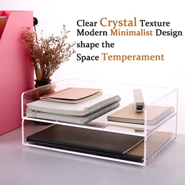 Clear Acrylic Stackable Paper Tray Organizer for Desk