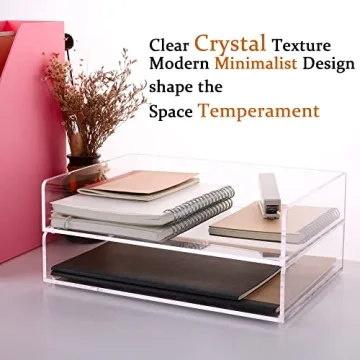 Clear Acrylic Stackable Paper Tray Organizer for Desk