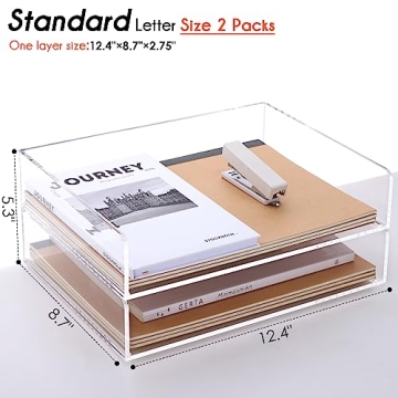 Clear Acrylic Stackable Paper Tray Organizer for Desk