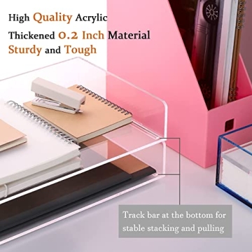 Clear Acrylic Stackable Paper Tray Organizer for Desk