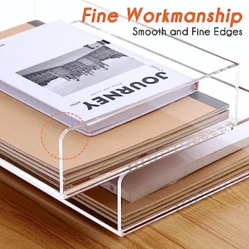 Clear Acrylic Stackable Paper Tray Organizer for Desk