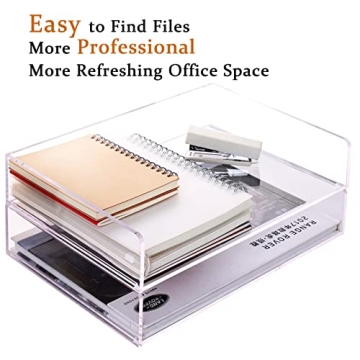 Clear Acrylic Stackable Paper Tray Organizer for Desk