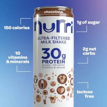 Nurri Chocolate Protein Shake - 30g Protein, Lactose Free, Low Sugar, 150 Calories, 11 fl oz - 12 Ca...
