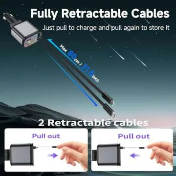 Fast Car Charger with Starlight for iPhone and Android