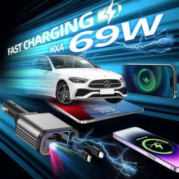 Fast Car Charger with Starlight for iPhone and Android