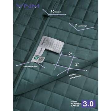 YnM Exclusive Cooling Weighted Blanket, Smallest Compartments, Bed Blanket for One Person of 140lbs, Ideal for Twin/Full Bed (48x72 Inches, 15 Pounds, Sea Grass)