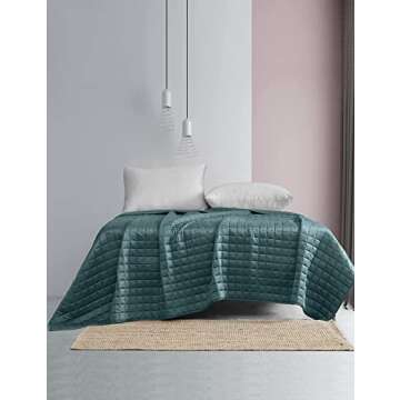 YnM Exclusive Cooling Weighted Blanket, Smallest Compartments, Bed Blanket for One Person of 140lbs, Ideal for Twin/Full Bed (48x72 Inches, 15 Pounds, Sea Grass)