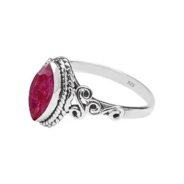 Ruby Stone Ring 925 Sterling Silver Unique Gift for Her