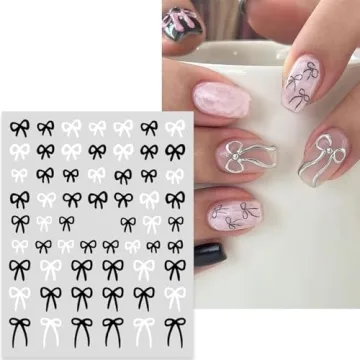 Mkwntg Star Nail Stickers 3D Self-Adhesive Black White Decals
