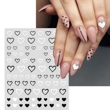 Mkwntg Star Nail Stickers 3D Self-Adhesive Black White Decals