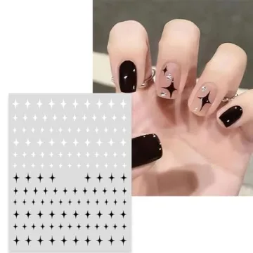 Mkwntg Star Nail Stickers 3D Self-Adhesive Black White Decals