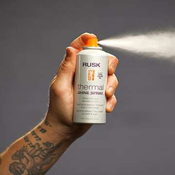 RUSK Thermal Shine Spray, Pure Argan Oil, Eliminates Frizz and Maintains Shine, Sleek and Smooth Hair, 4.4 oz.