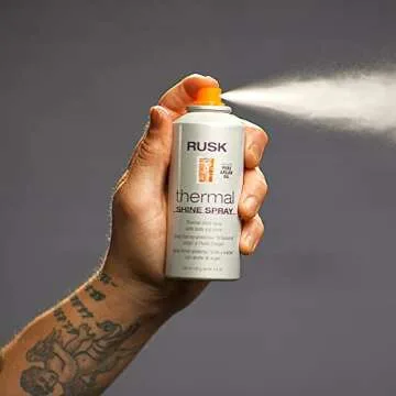 RUSK Thermal Shine Spray, Pure Argan Oil, Eliminates Frizz and Maintains Shine, Sleek and Smooth Hair, 4.4 oz.