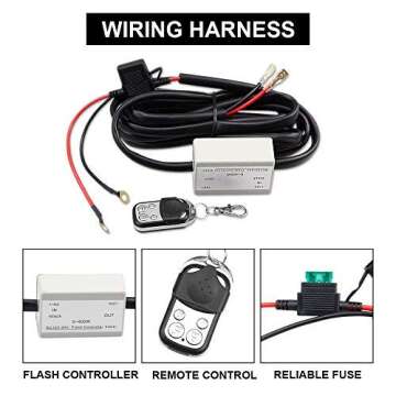 LEADTOPS Heavy Duty LED Light Bar 400Watts Load Wiring Harness Wireless Strobe Wiring Kit ON-Off-Strobe RF Remote Control Switch for 12V Car Truck Work Light Driving Light