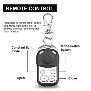 LEADTOPS Heavy Duty LED Light Bar 400Watts Load Wiring Harness Wireless Strobe Wiring Kit ON-Off-Strobe RF Remote Control Switch for 12V Car Truck Work Light Driving Light