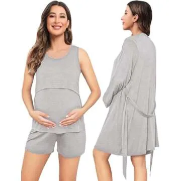 SWOMOG Maternity Nursing Robe Set for New Moms