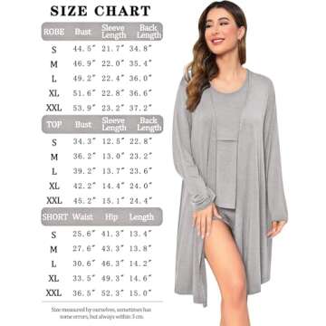 SWOMOG Maternity Nursing Robe Set 3 Piece Postpartum Pajamas Women Breastfeeding Pregnancy Hospital Labor Delivery Pjs, Shorts, Grey X-Large