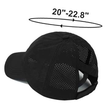 HGGE Womens Criss Cross Ponytail Baseball Cap Adjustable High Messy Bun Ponycap Quick Drying Hat