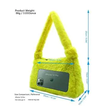 FHQHTH Fuzzy Faux Fur Tote Purse - Trendy & Stylish Handbag