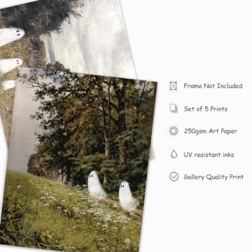 Vintage Ghost Wall Art Prints for Halloween Decor