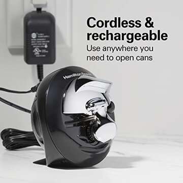 Hamilton Beach Walk 'n Cut Electric Can Opener - Hands-Free, Rechargeable, Compact, Easy to Clean