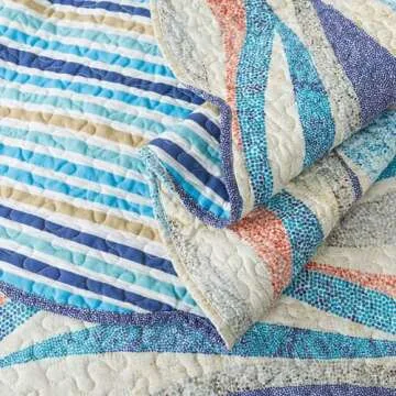 HoneiLife King Quilt Set - Coastal Beach Coverlet