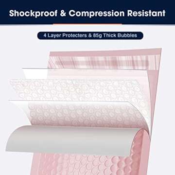 K&MJ 6x10 Bubble Mailer,25 Pc,Sakura Pink Bubble Mailers for Small Business,Padded Envelopes,Tear-Proof Self-Seal Thickened Bubbles Shipping Bags,for Packaging Jewelry,Makeup,Electric Product ect