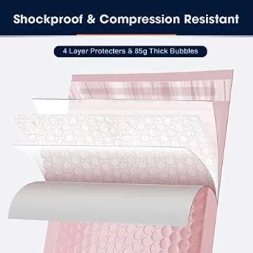 K&MJ 6x10 Bubble Mailer,25 Pc,Sakura Pink Bubble Mailers for Small Business,Padded Envelopes,Tear-Proof Self-Seal Thickened Bubbles Shipping Bags,for Packaging Jewelry,Makeup,Electric Product ect