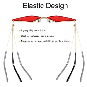 JOVAKIT Rimless Lozenge Sunglasses for Women Men Fashion Polygon Sun Glasses Metal Frame Rave Party Halloween Eyeglasses (Silver Mirror)