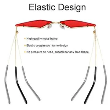 JOVAKIT Rimless Lozenge Sunglasses for Women Men Fashion Polygon Sun Glasses Metal Frame Rave Party Halloween Eyeglasses (Silver Mirror)