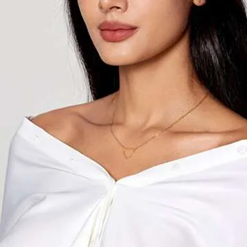 HERIER Heart Necklace for women 14k Gold Plated Cute Necklaces Trendy Open Heart Choker Necklace Dainty Gold Necklace Simple Gold Jewelry for Women