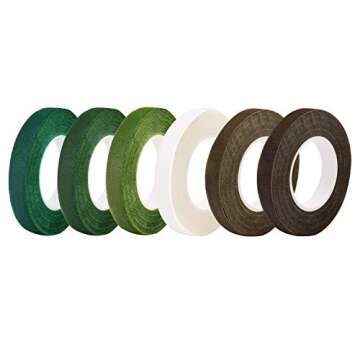 Livder 6 Colors Floral Tapes Flower Adhesives Stem Wrap Tape (Dark Green, Green, Grass Green, White, Brown, Light Brown)