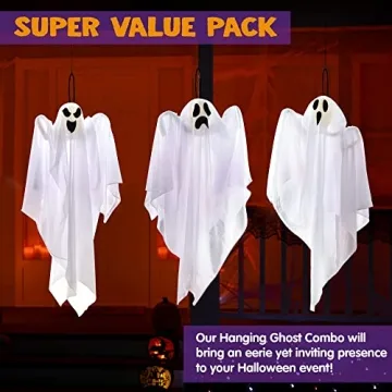 JOYIN 3-Pack Halloween Hanging Ghost Decorations