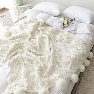 DONEUS Soft Warm Pom Pom Throw Blanket for Home Lifestyle