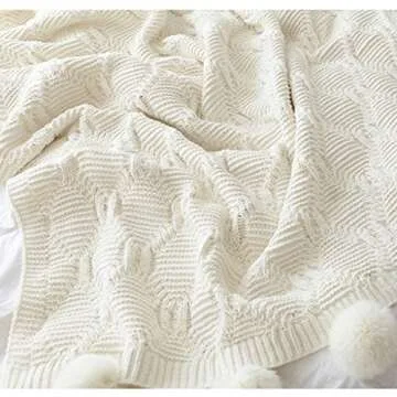 DONEUS Soft Warm Pom Pom Throw Blanket for Home Lifestyle