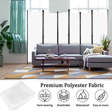 6-Panel Outdoor/Indoor Room Divider,Privacy Furniture Indoor Bedroom (White)