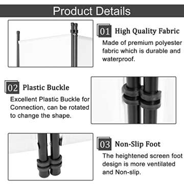 6-Panel Outdoor/Indoor Room Divider,Privacy Furniture Indoor Bedroom (White)