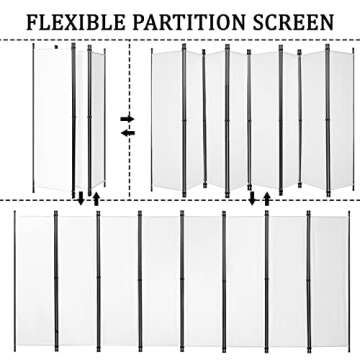 6-Panel Outdoor/Indoor Room Divider,Privacy Furniture Indoor Bedroom (White)